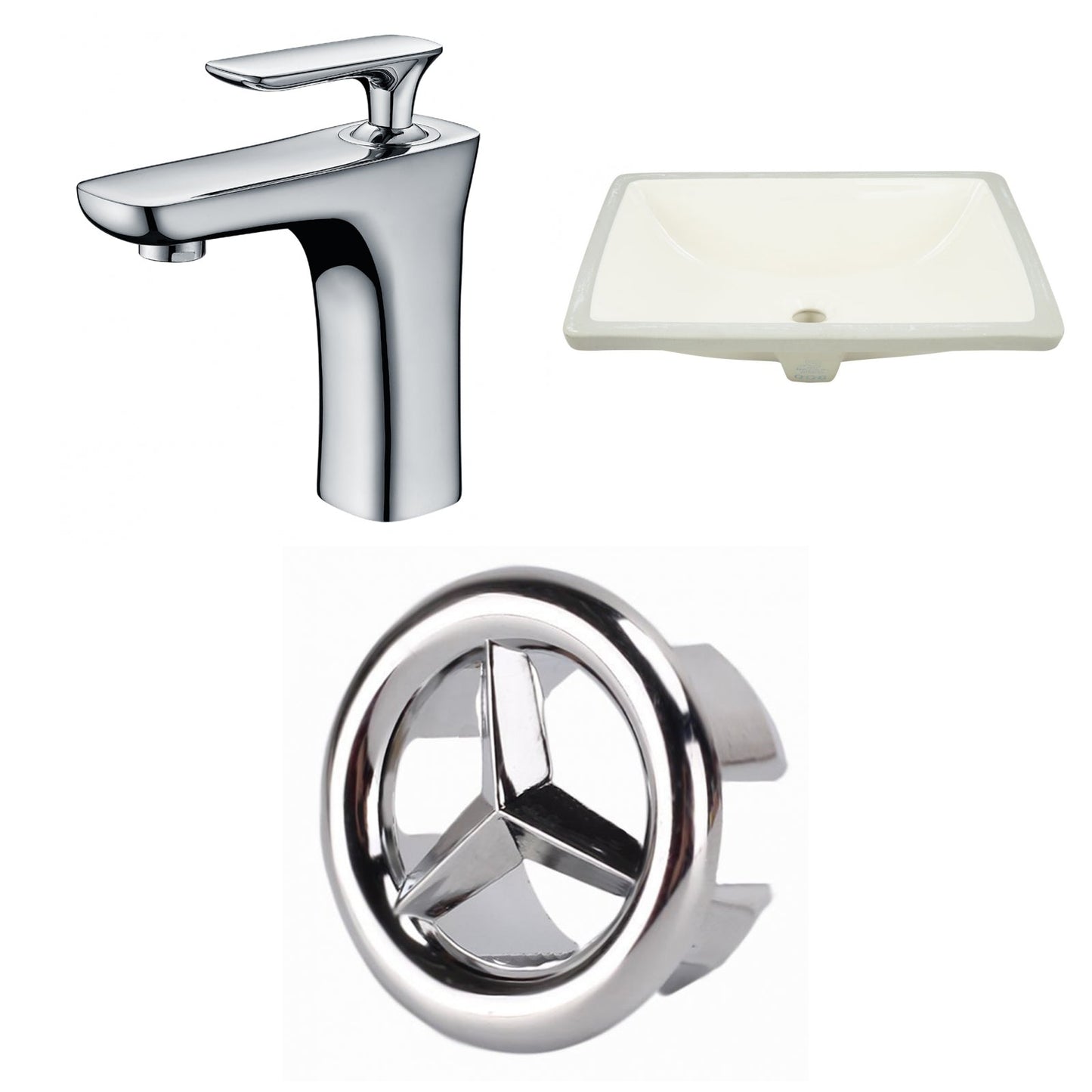 American Imaginations AI-26970 21" Biscuit Rectangular Undermount Transitional Bathroom Undermount Sink Set