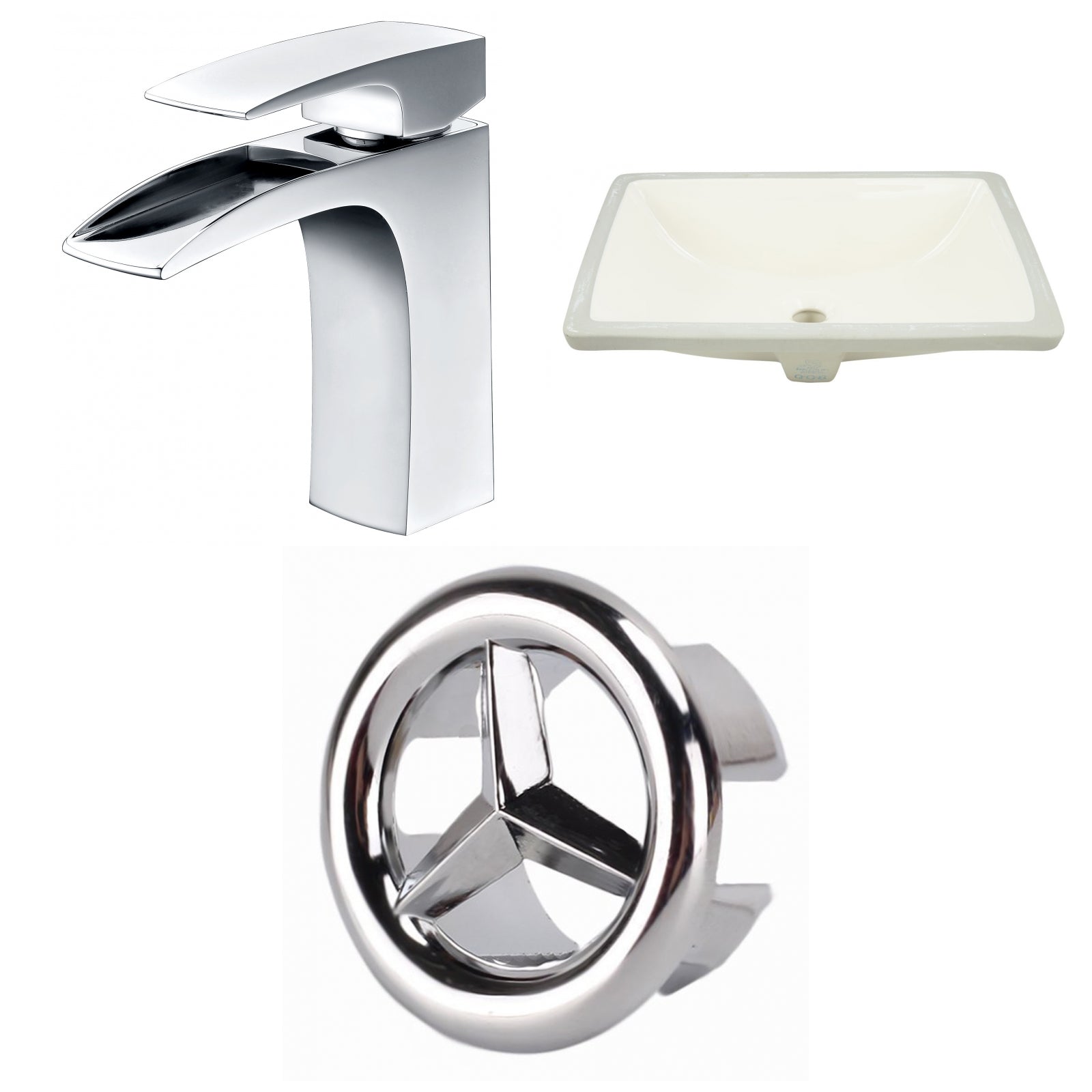 American Imaginations AI-26971 21" Biscuit Rectangular Undermount Transitional Bathroom Undermount Sink Set