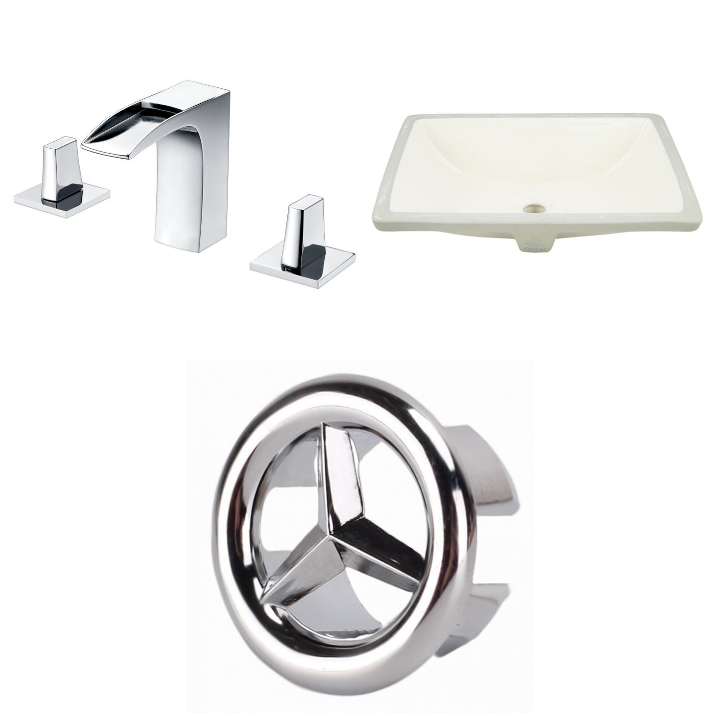 American Imaginations AI-26972 21" Biscuit Rectangular Undermount Transitional Bathroom Undermount Sink Set