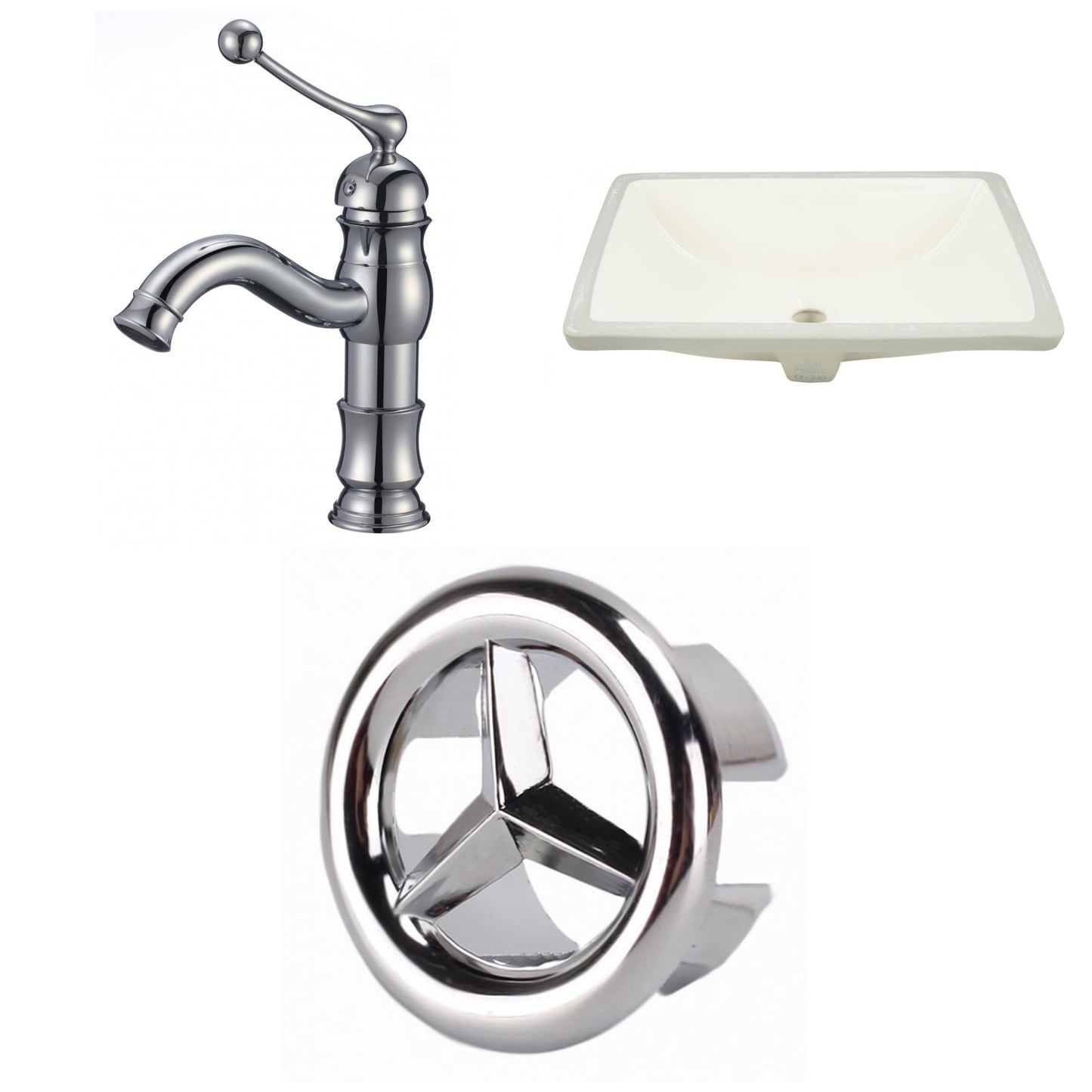American Imaginations AI-26973 21" Biscuit Rectangular Undermount Transitional Bathroom Undermount Sink Set