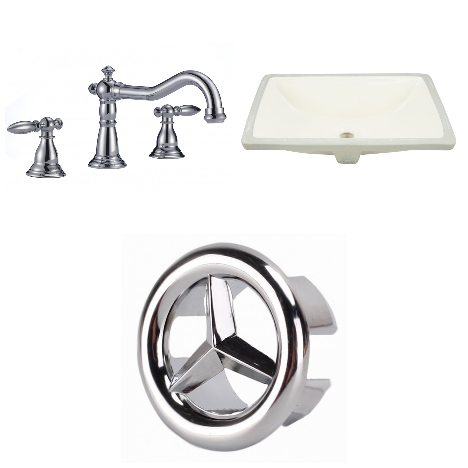 American Imaginations AI-26975 21" Biscuit Rectangular Undermount Transitional Bathroom Undermount Sink Set