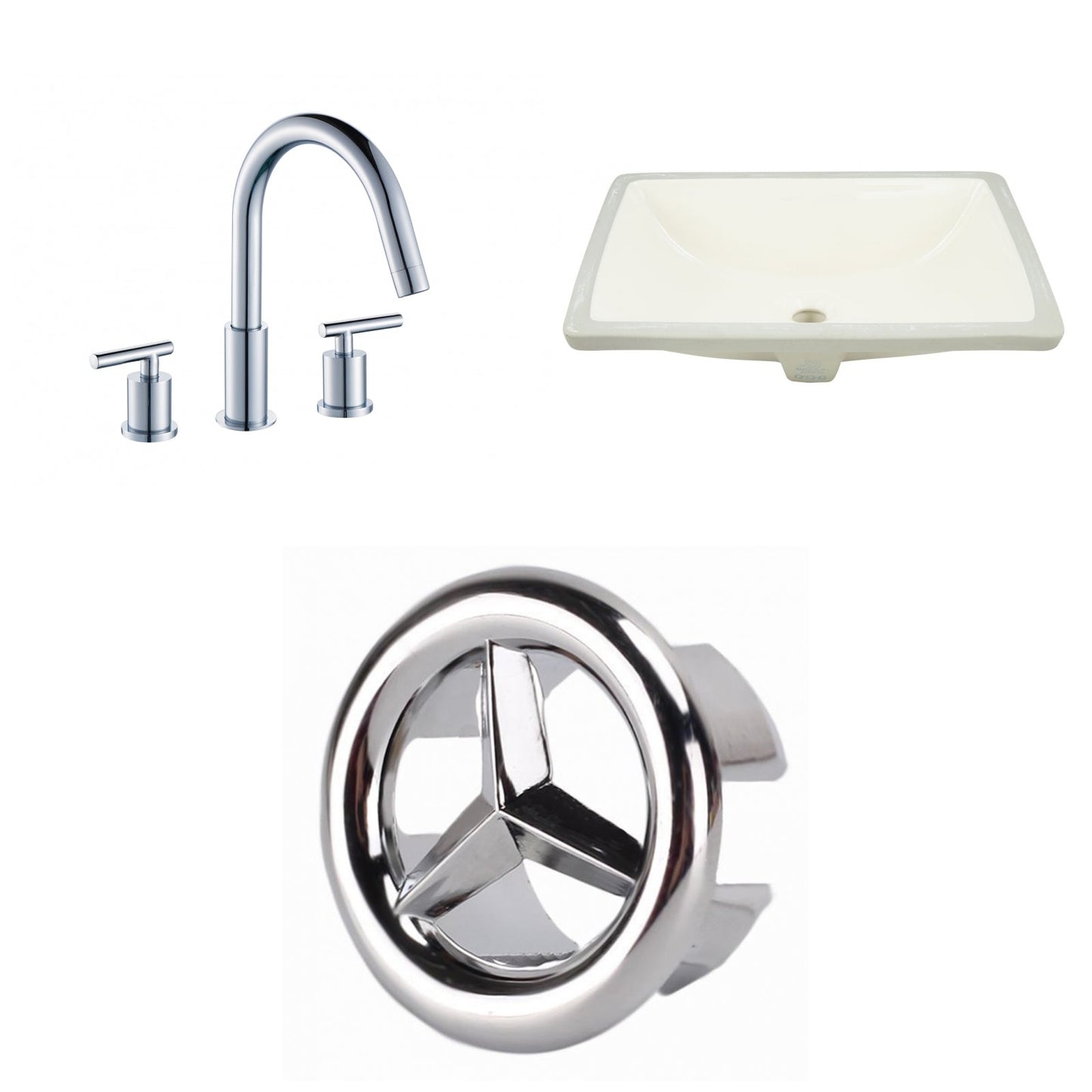 American Imaginations AI-26976 21" Biscuit Rectangular Undermount Transitional Bathroom Undermount Sink Set