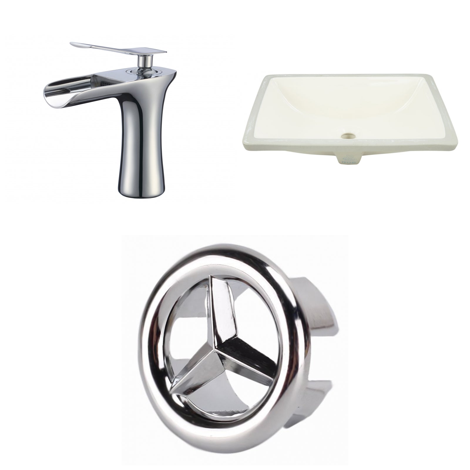 American Imaginations AI-26977 21" Biscuit Rectangular Undermount Transitional Bathroom Undermount Sink Set