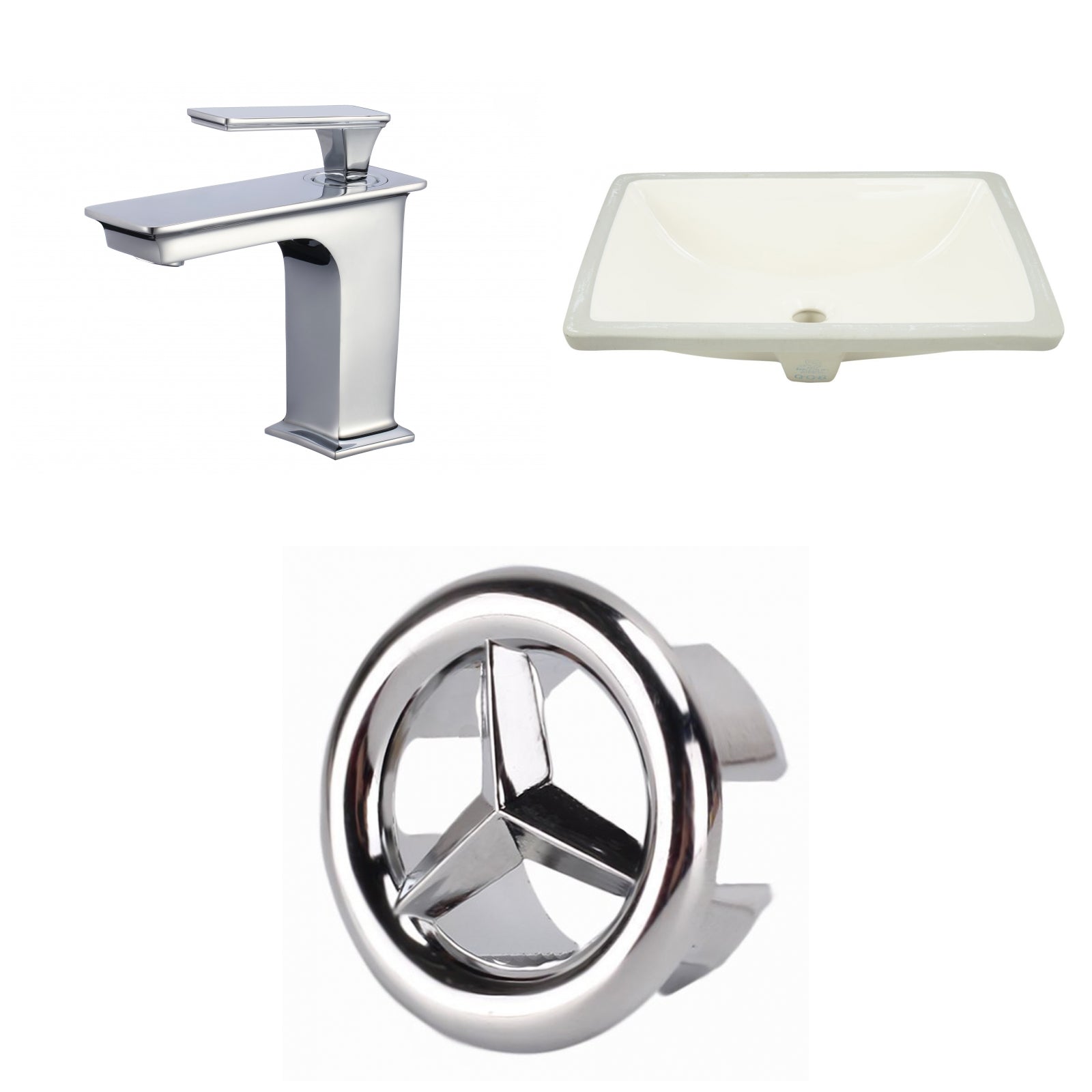 American Imaginations AI-26979 21" Biscuit Rectangular Undermount Transitional Bathroom Undermount Sink Set