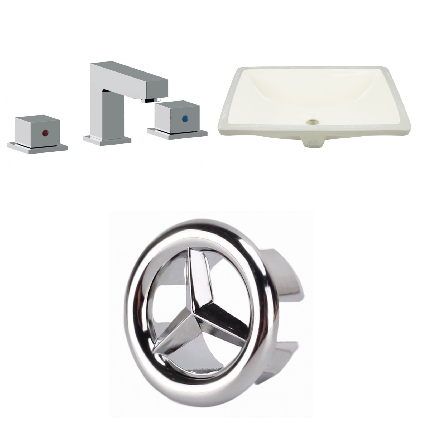 American Imaginations AI-26981 21" Biscuit Rectangular Undermount Transitional Bathroom Undermount Sink Set