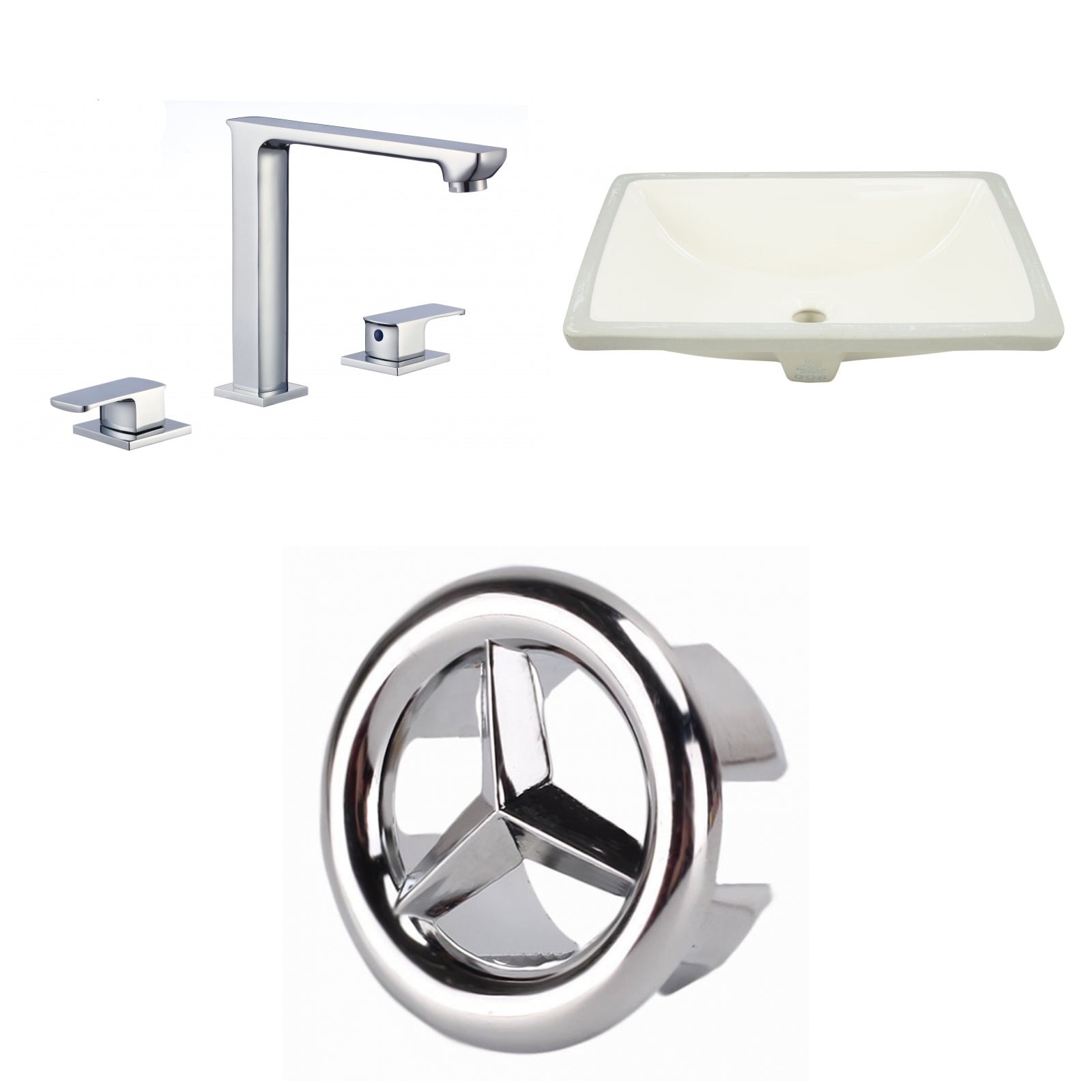 American Imaginations AI-26982 21" Biscuit Rectangular Undermount Transitional Bathroom Undermount Sink Set