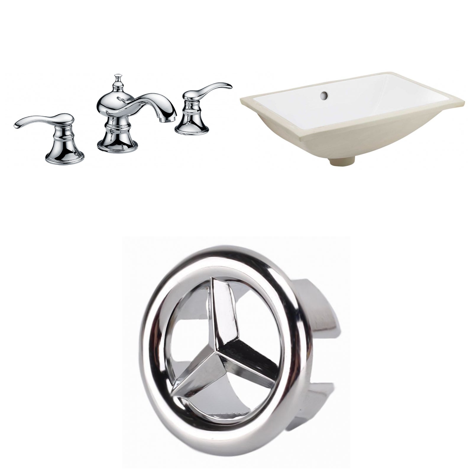 American Imaginations AI-26987 21" White Rectangular Undermount Transitional Bathroom Undermount Sink Set