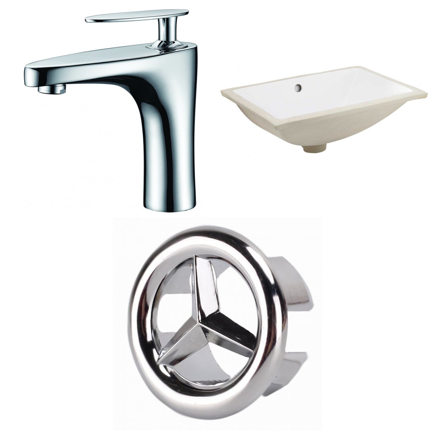 American Imaginations AI-26988 21" White Rectangular Undermount Transitional Bathroom Undermount Sink Set