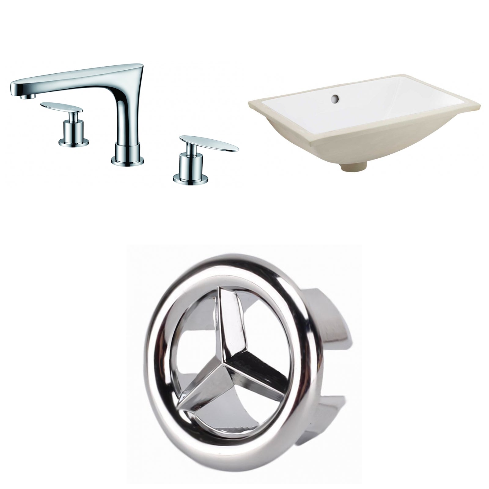 American Imaginations AI-26989 21" White Rectangular Undermount Transitional Bathroom Undermount Sink Set
