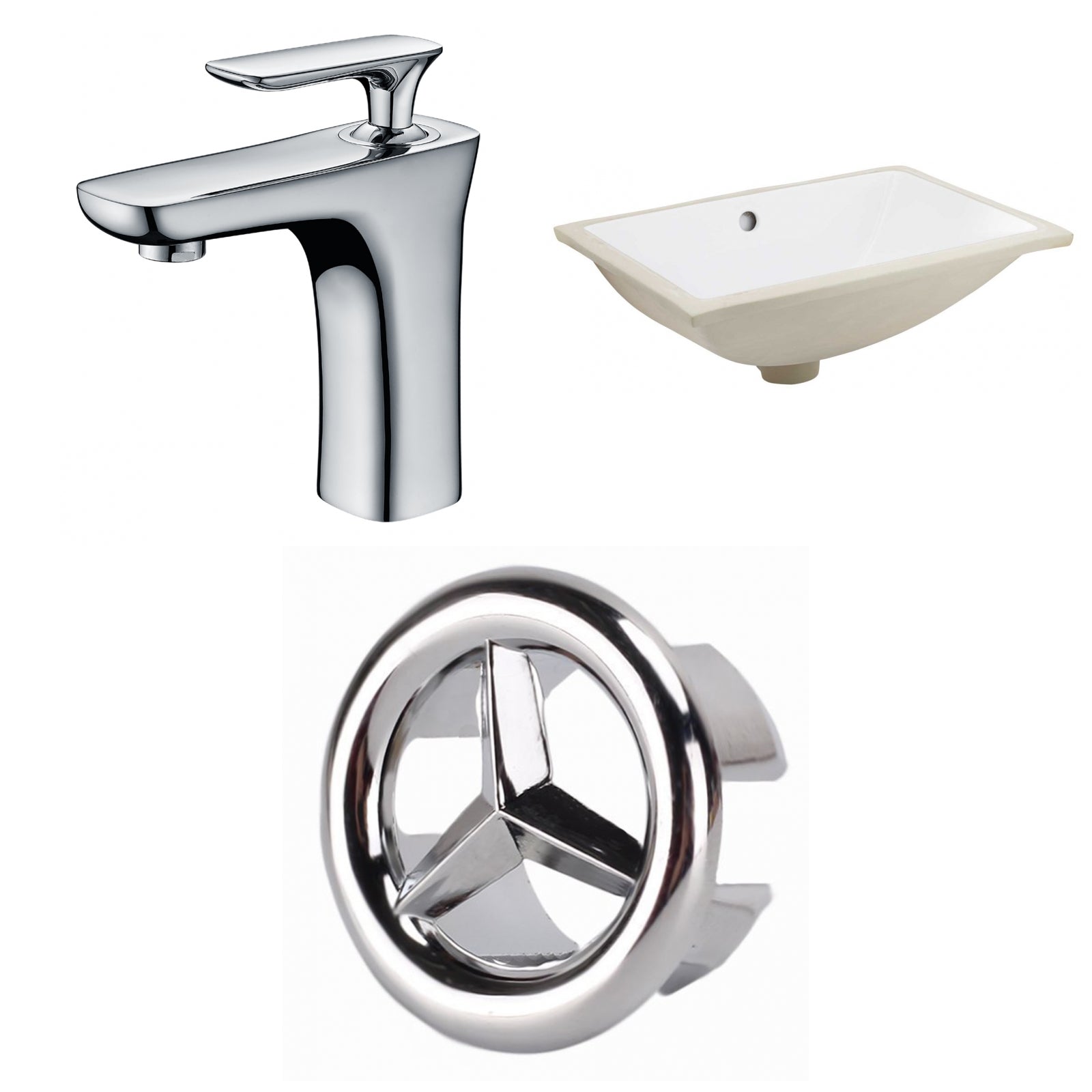 American Imaginations AI-26990 21" White Rectangular Undermount Transitional Bathroom Undermount Sink Set