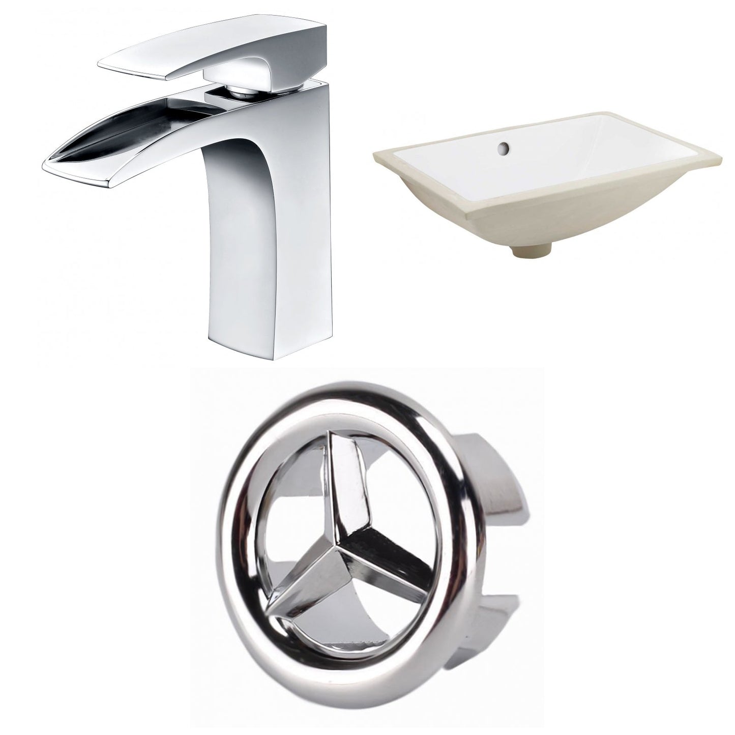 American Imaginations AI-26991 21" White Rectangular Undermount Transitional Bathroom Undermount Sink Set
