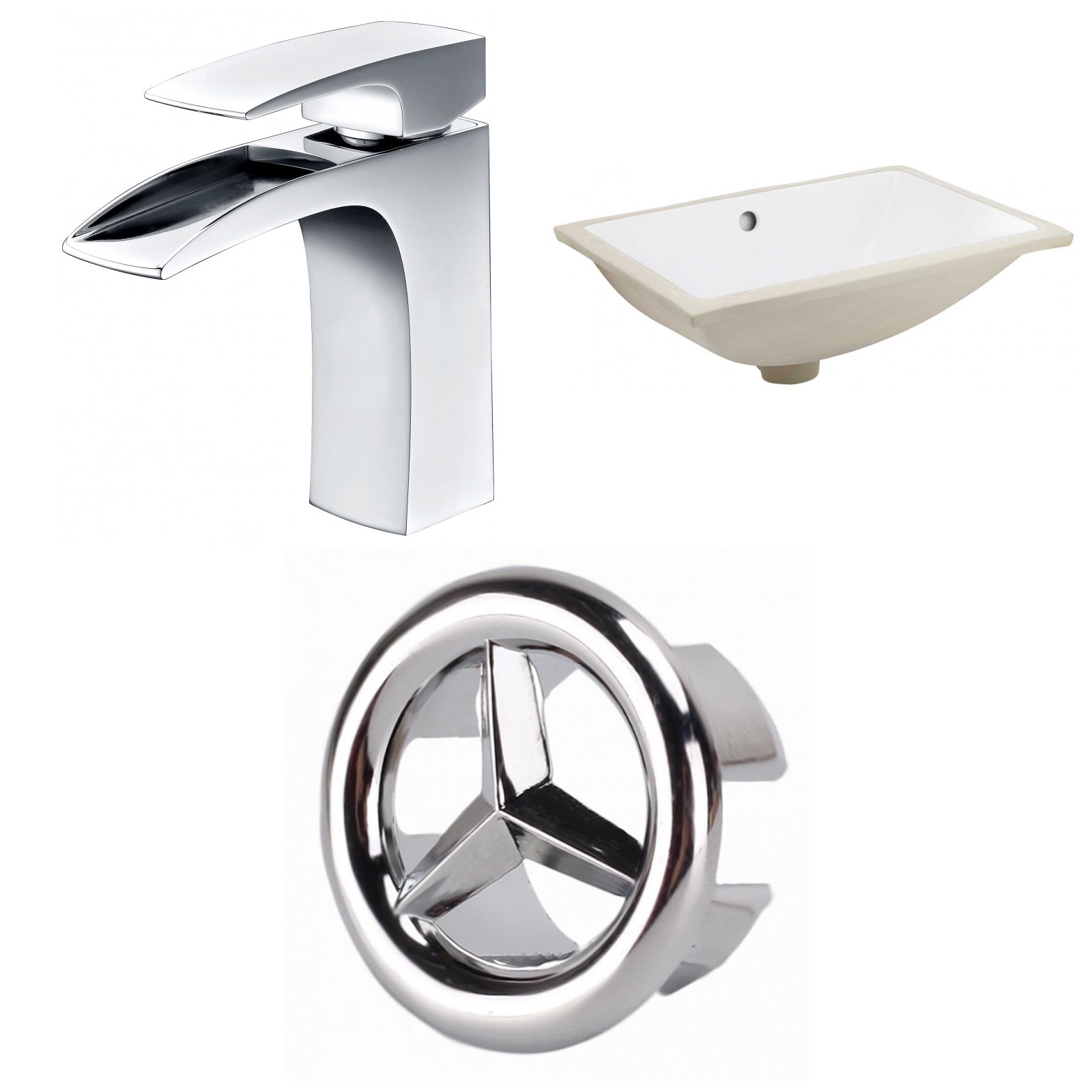 American Imaginations AI-26991 21" White Rectangular Undermount Transitional Bathroom Undermount Sink Set