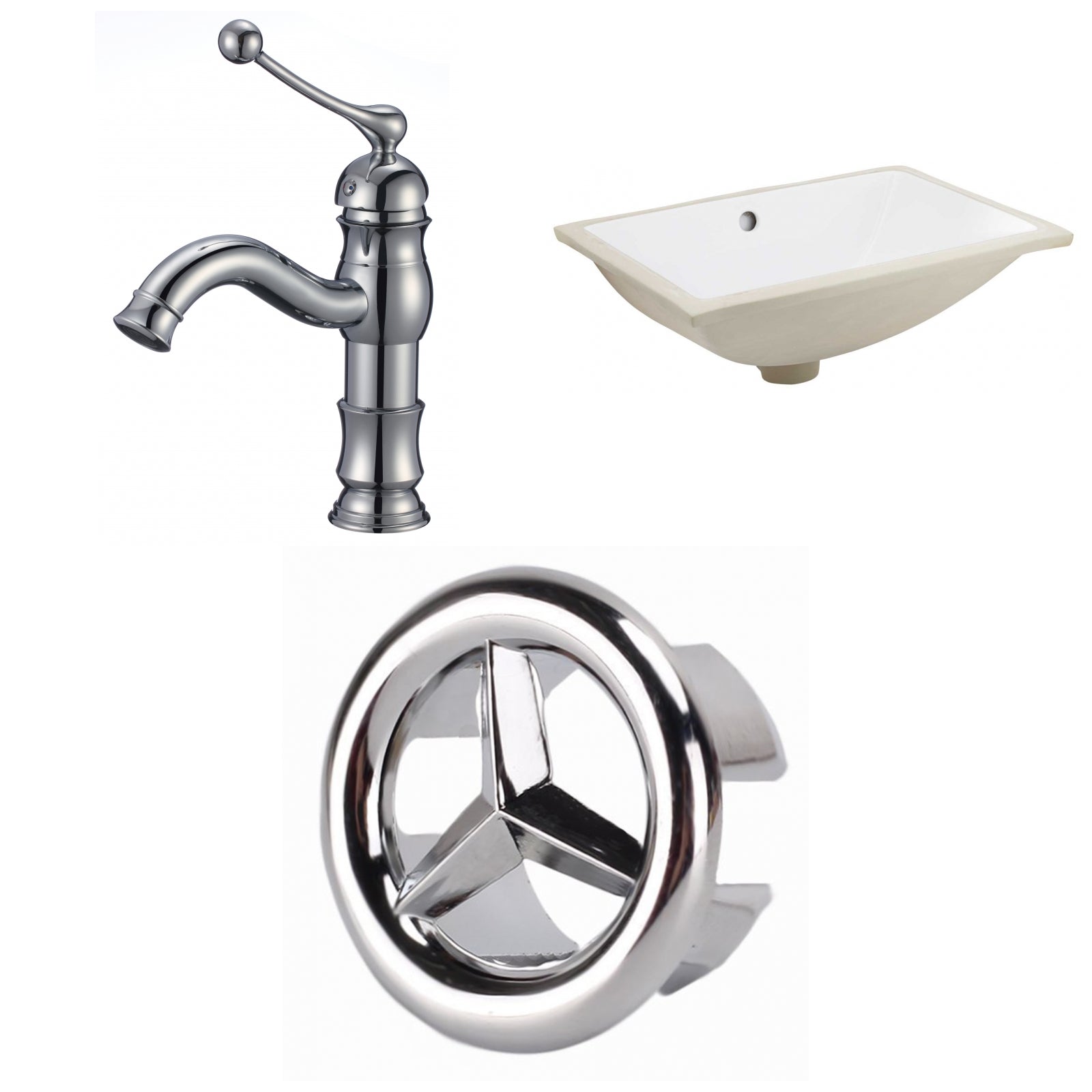 American Imaginations AI-26993 21" White Rectangular Undermount Transitional Bathroom Undermount Sink Set