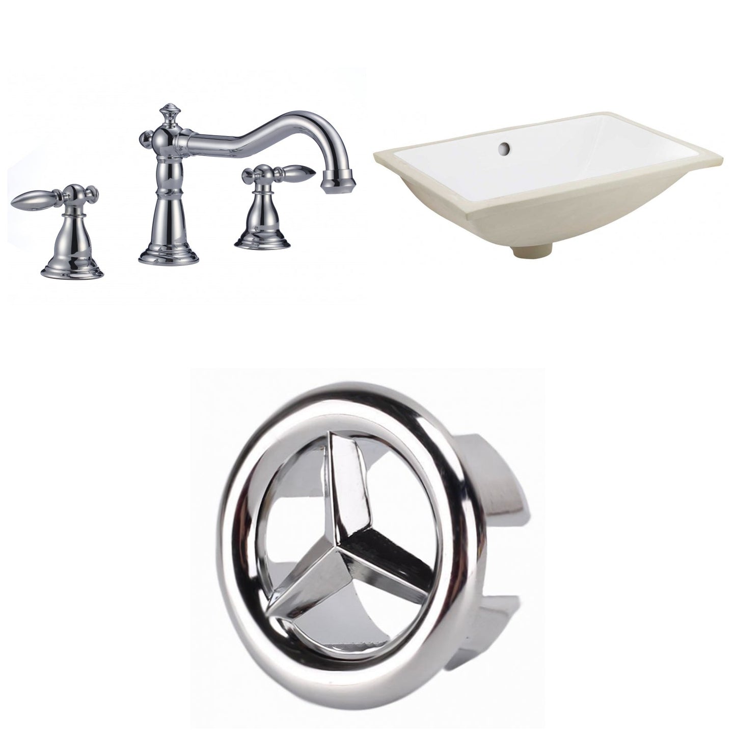 American Imaginations AI-26995 21" White Rectangular Undermount Transitional Bathroom Undermount Sink Set
