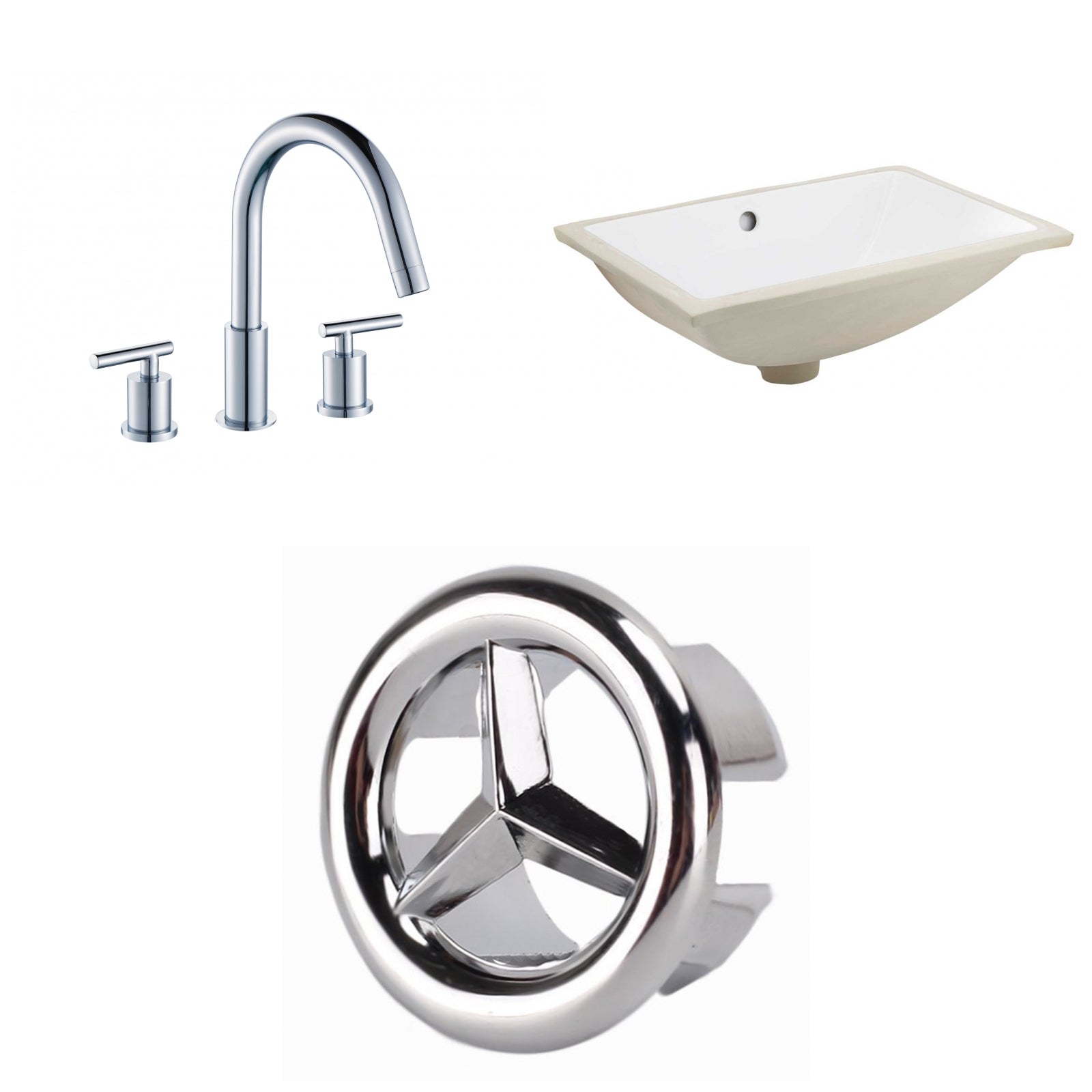 American Imaginations AI-26996 21" White Rectangular Undermount Transitional Bathroom Undermount Sink Set