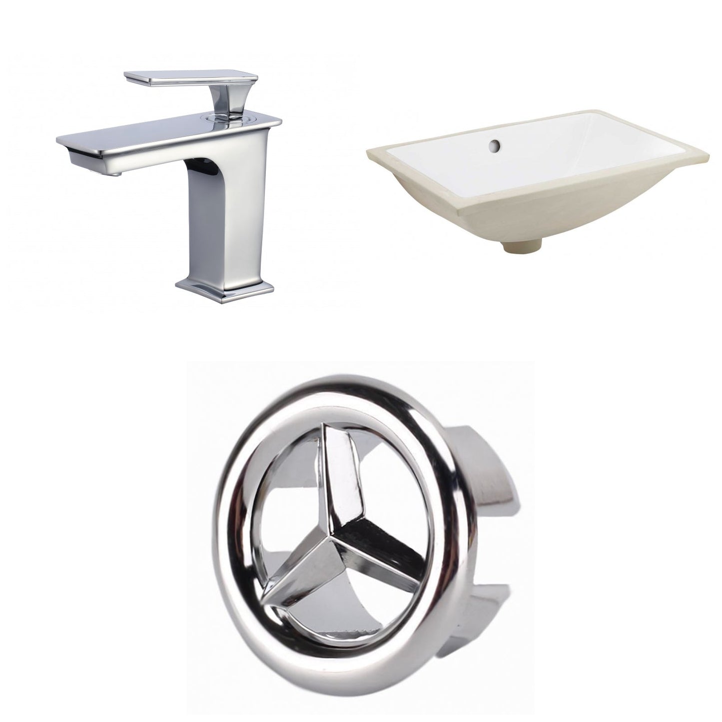 American Imaginations AI-26999 21" White Rectangular Undermount Transitional Bathroom Undermount Sink Set