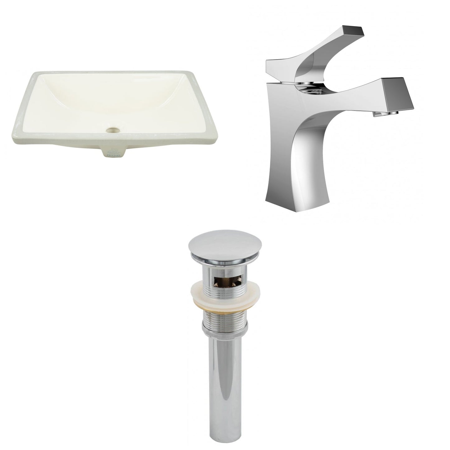 American Imaginations AI-27013 21" Biscuit Rectangular Undermount Transitional Bathroom Undermount Sink Set