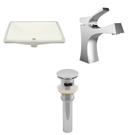 American Imaginations AI-27013 21" Biscuit Rectangular Undermount Transitional Bathroom Undermount Sink Set