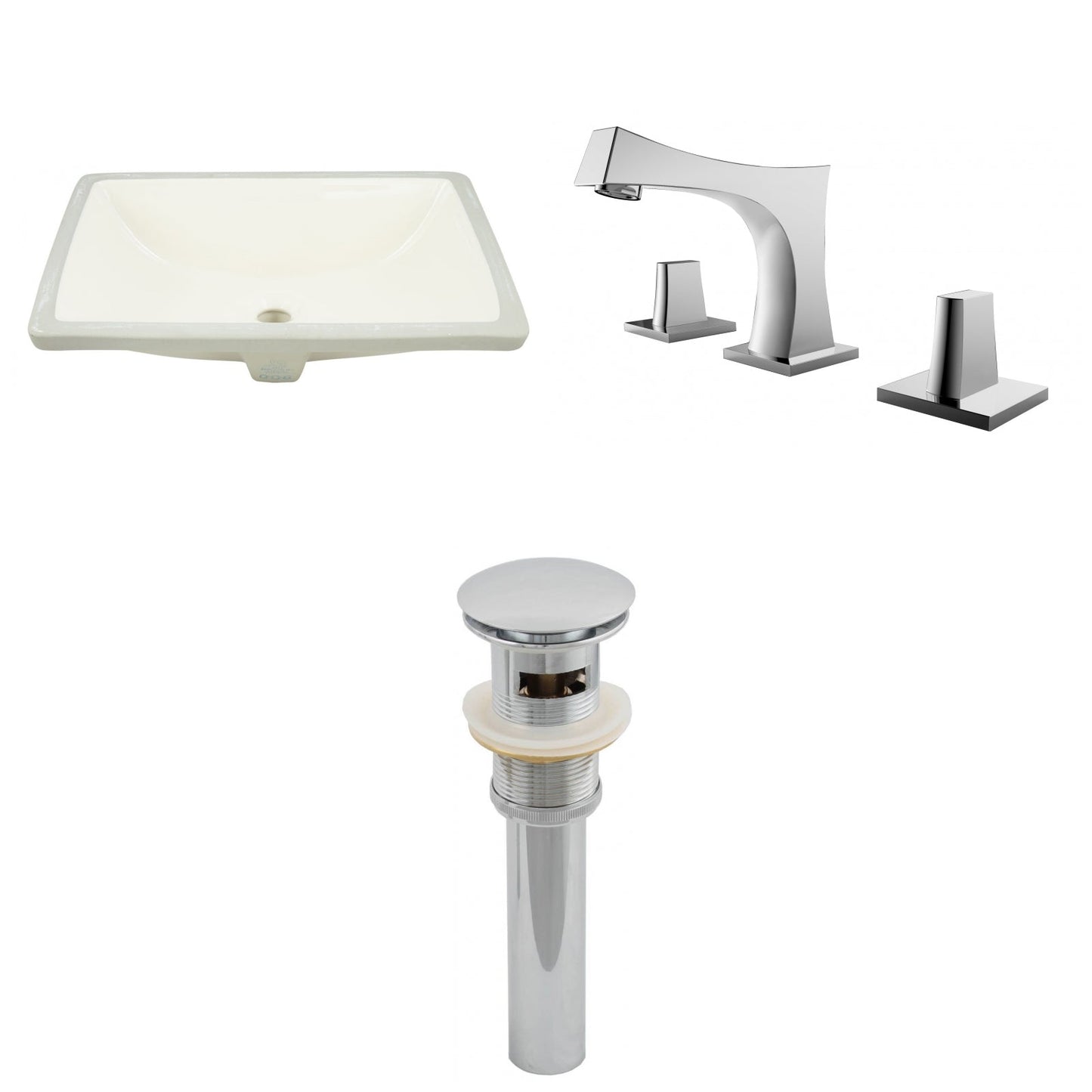 American Imaginations AI-27014 21" Biscuit Rectangular Undermount Transitional Bathroom Undermount Sink Set