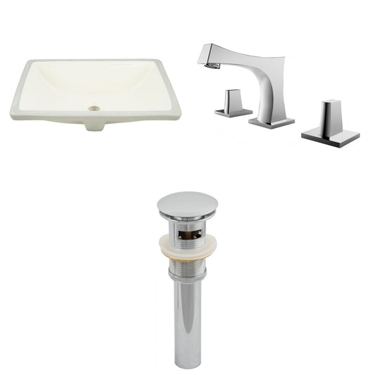 American Imaginations AI-27014 21" Biscuit Rectangular Undermount Transitional Bathroom Undermount Sink Set