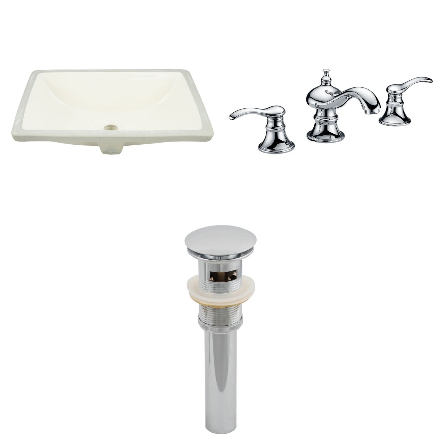 American Imaginations AI-27017 21" Biscuit Rectangular Undermount Transitional Bathroom Undermount Sink Set