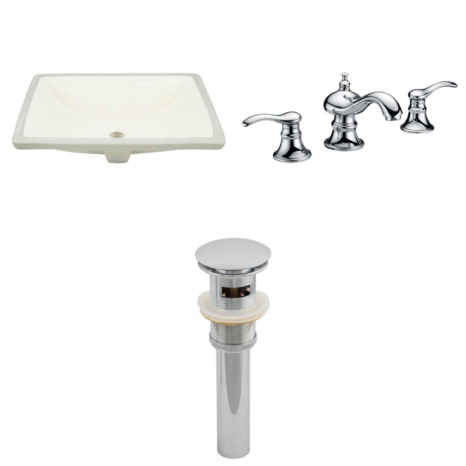 American Imaginations AI-27017 21" Biscuit Rectangular Undermount Transitional Bathroom Undermount Sink Set