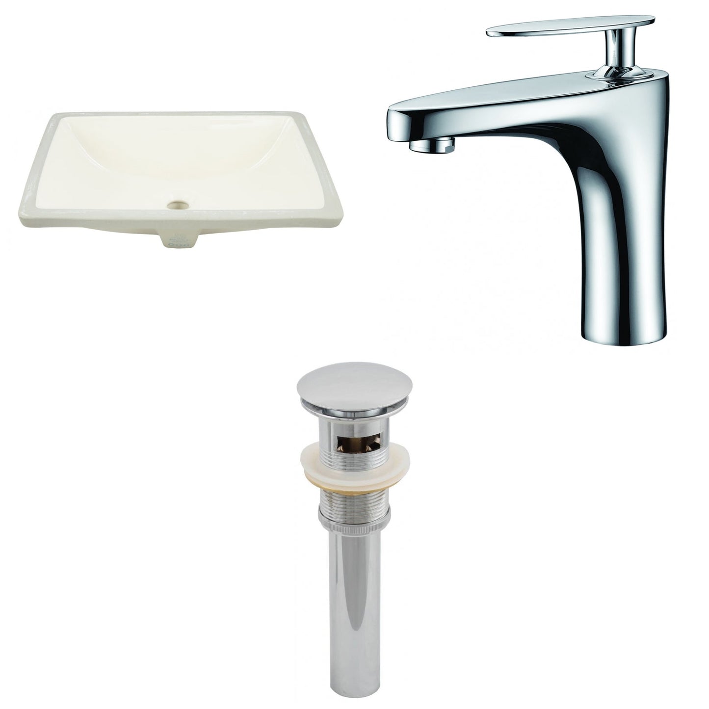 American Imaginations AI-27018 21" Biscuit Rectangular Undermount Transitional Bathroom Undermount Sink Set