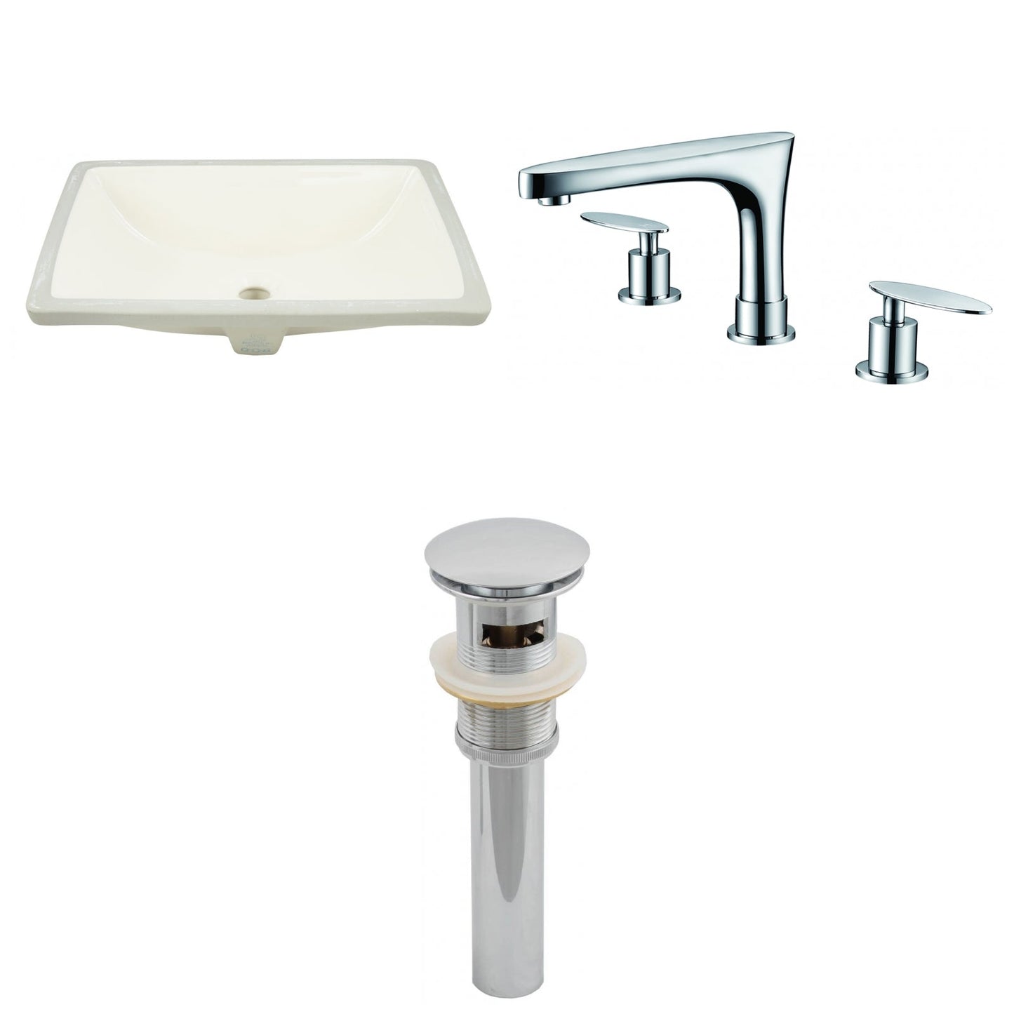 American Imaginations AI-27019 21" Biscuit Rectangular Undermount Transitional Bathroom Undermount Sink Set