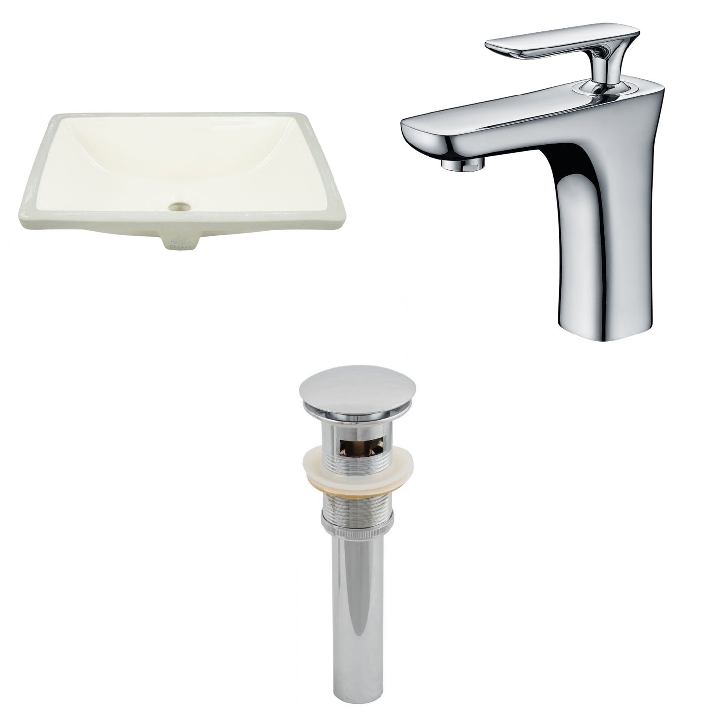 American Imaginations AI-27020 21" Biscuit Rectangular Undermount Transitional Bathroom Undermount Sink Set