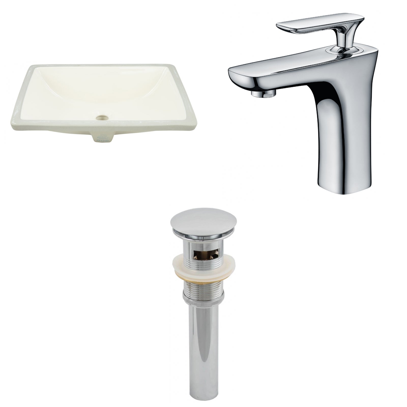 American Imaginations AI-27020 21" Biscuit Rectangular Undermount Transitional Bathroom Undermount Sink Set