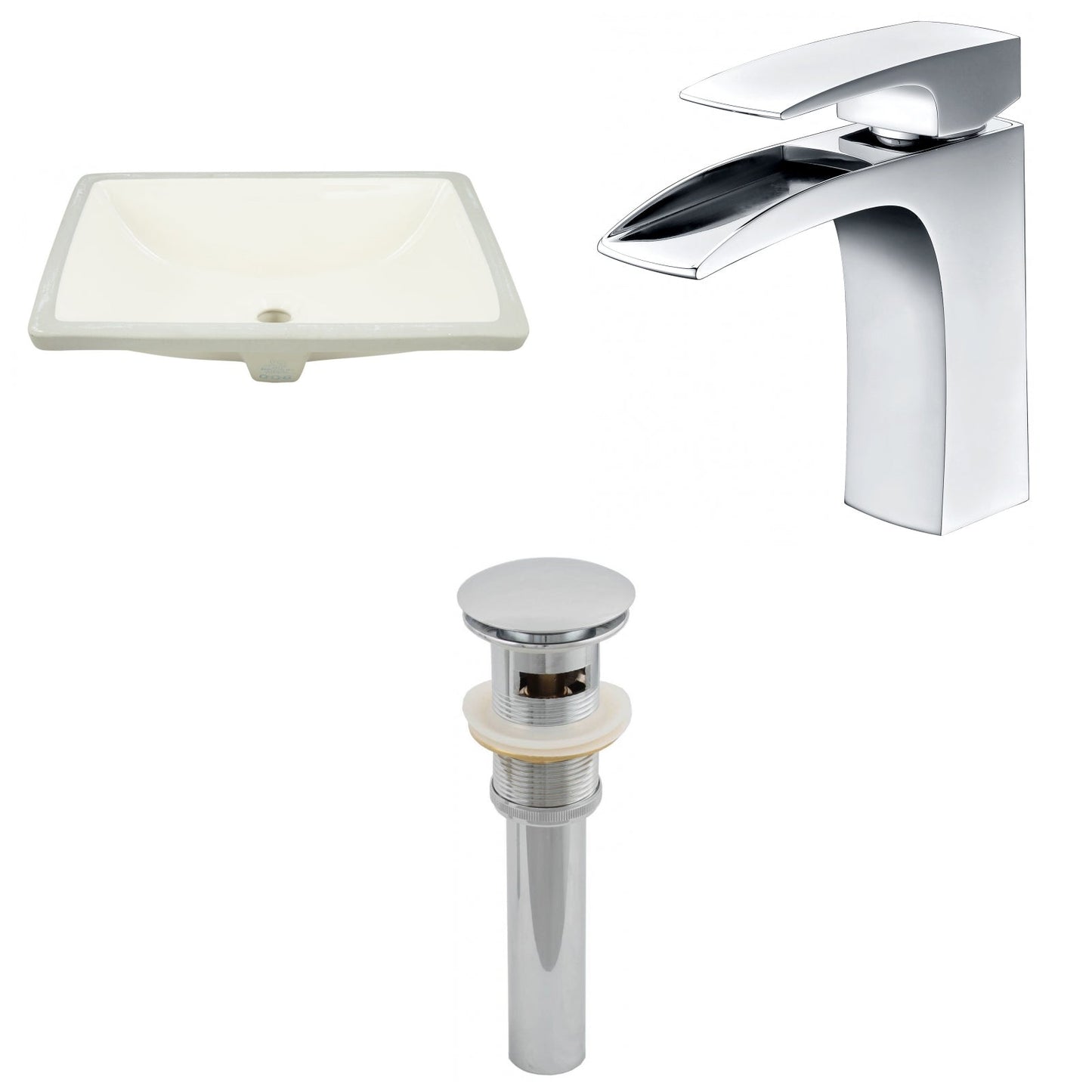 American Imaginations AI-27021 21" Biscuit Rectangular Undermount Transitional Bathroom Undermount Sink Set