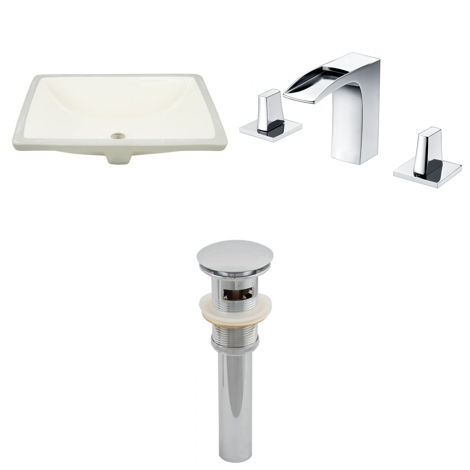 American Imaginations AI-27022 21" Biscuit Rectangular Undermount Transitional Bathroom Undermount Sink Set