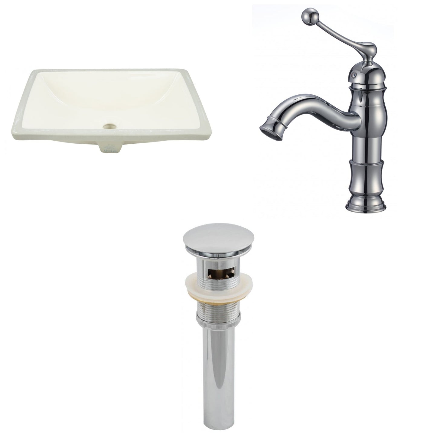 American Imaginations AI-27023 21" Biscuit Rectangular Undermount Transitional Bathroom Undermount Sink Set
