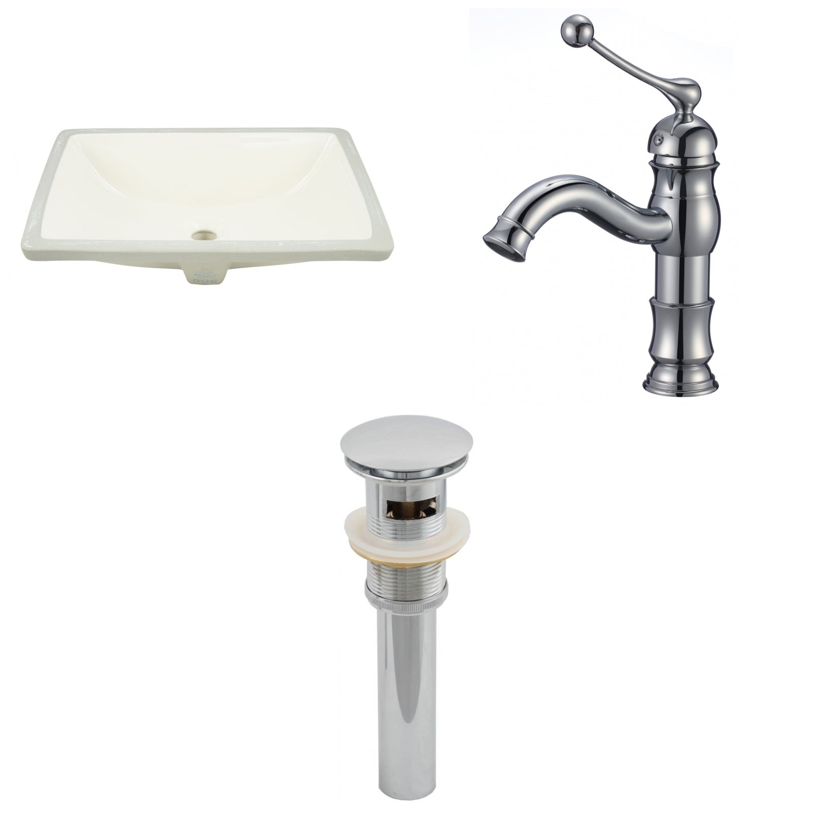American Imaginations AI-27023 21" Biscuit Rectangular Undermount Transitional Bathroom Undermount Sink Set