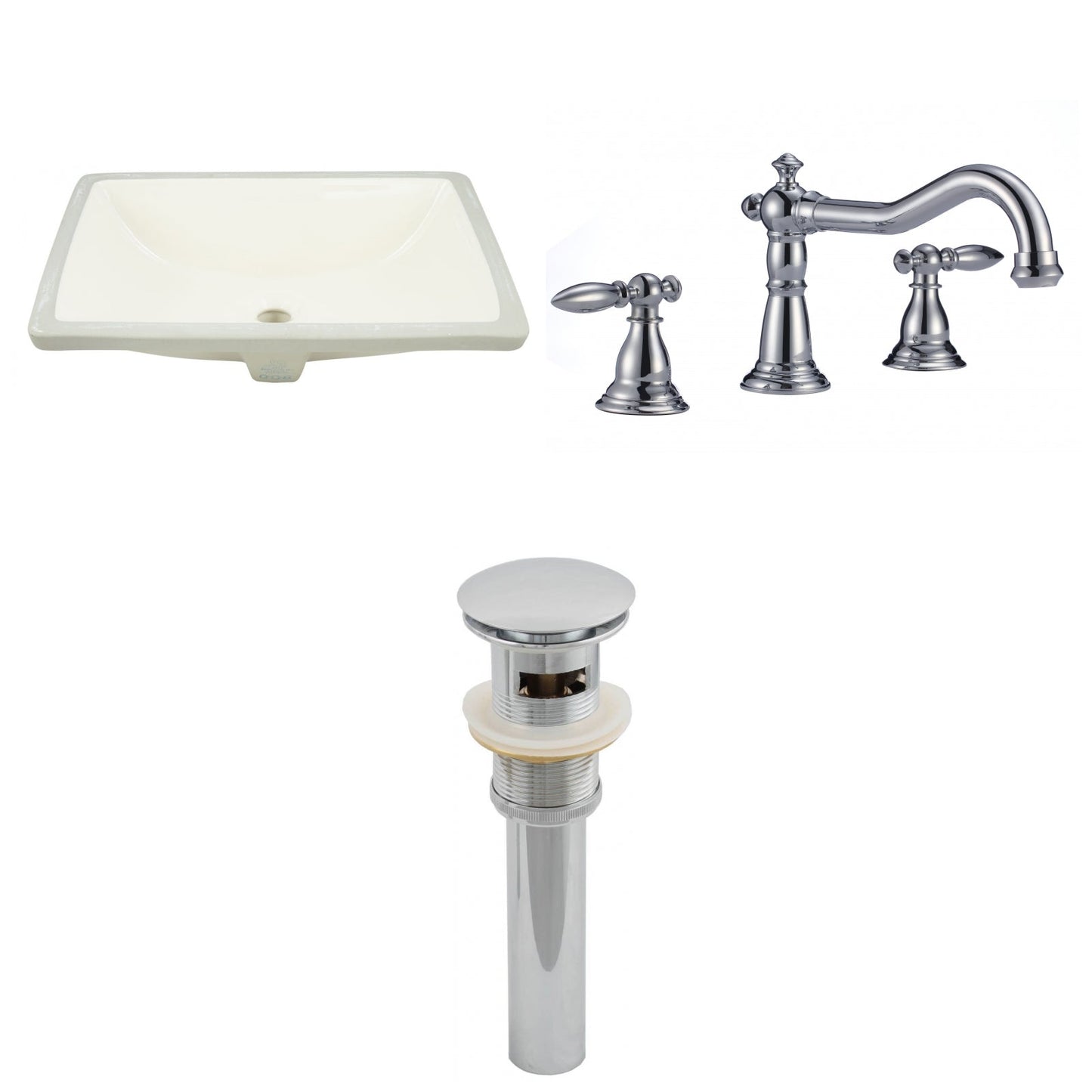 American Imaginations AI-27025 21" Biscuit Rectangular Undermount Transitional Bathroom Undermount Sink Set