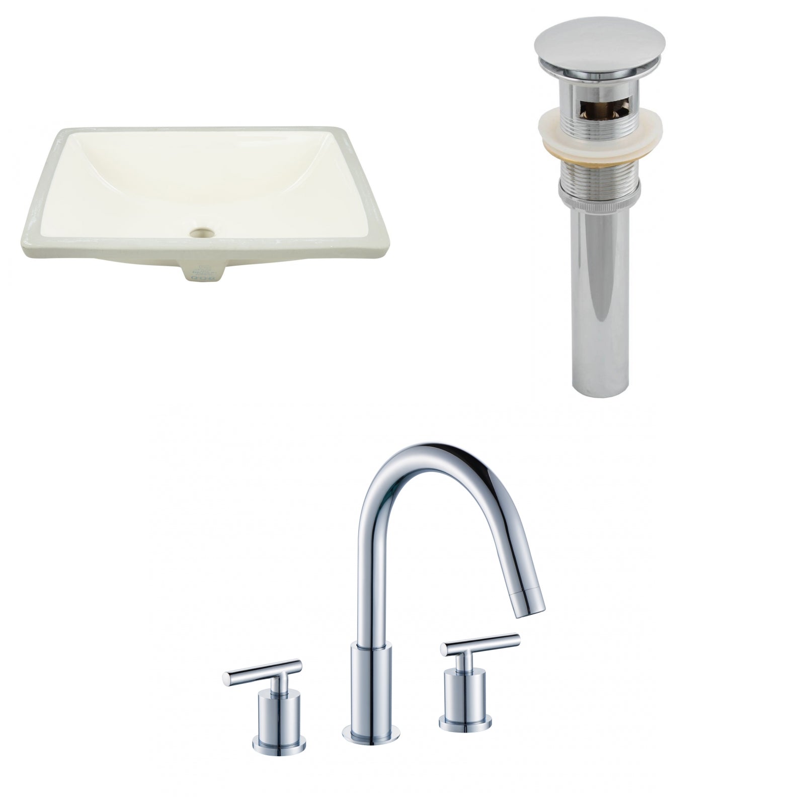American Imaginations AI-27026 21" Biscuit Rectangular Undermount Transitional Bathroom Undermount Sink Set
