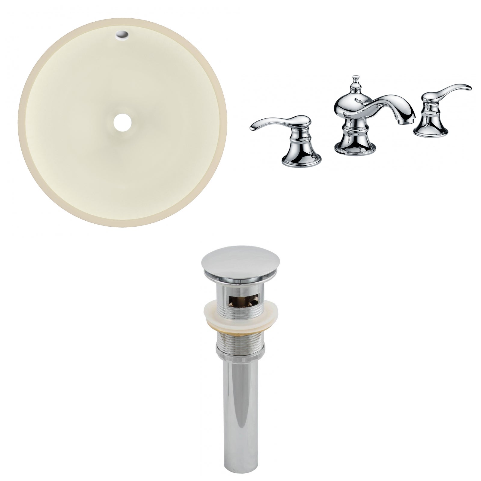 American Imaginations AI-27035 16" Biscuit Round Undermount Transitional Bathroom Undermount Sink Set