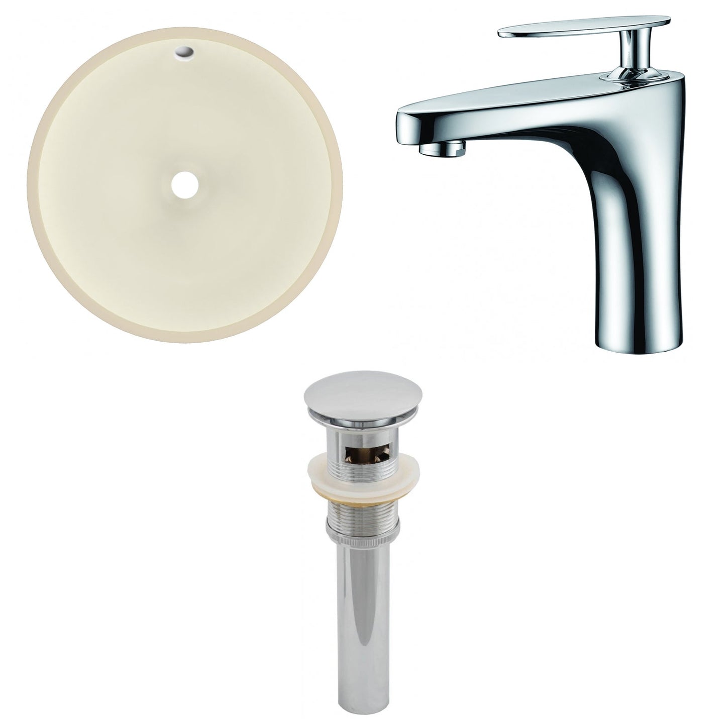 American Imaginations AI-27036 16" Biscuit Round Undermount Transitional Bathroom Undermount Sink Set