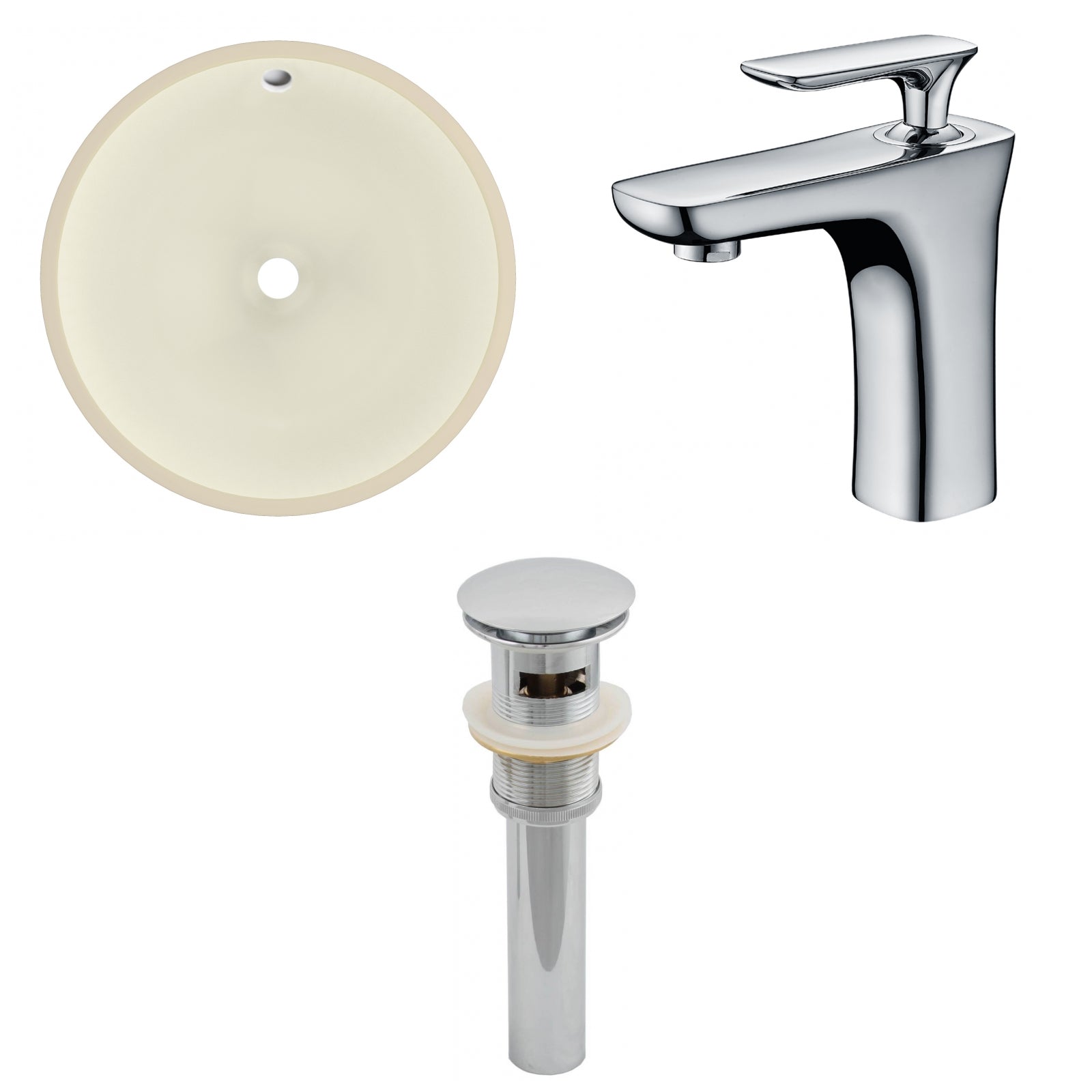 American Imaginations AI-27038 16" Biscuit Round Undermount Transitional Bathroom Undermount Sink Set