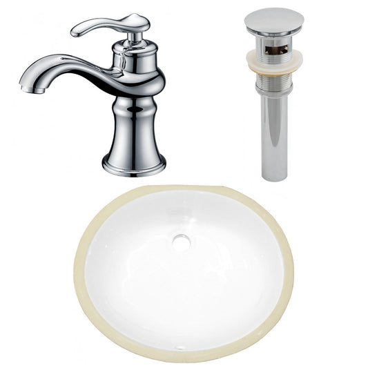 American Imaginations AI-27073 18" White Oval Undermount Transitional Bathroom Undermount Sink Set