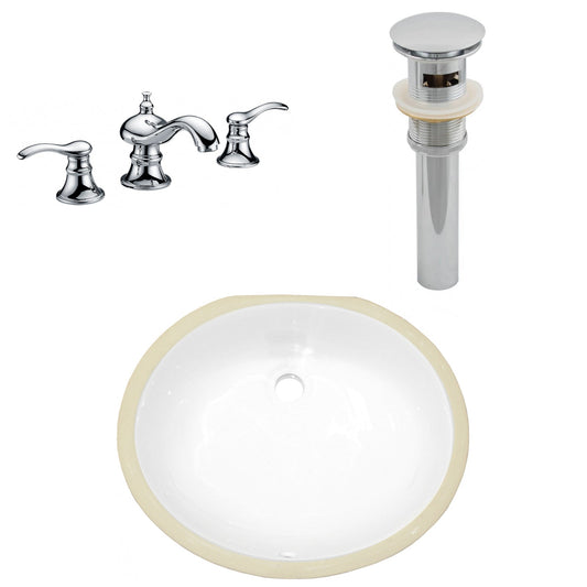 American Imaginations AI-27075 18" White Oval Undermount Transitional Bathroom Undermount Sink Set