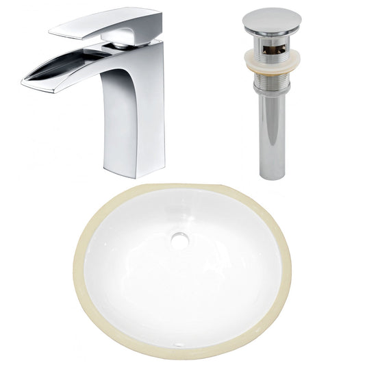 American Imaginations AI-27079 18" White Oval Undermount Transitional Bathroom Undermount Sink Set