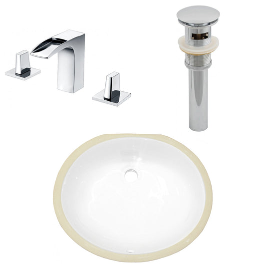 American Imaginations AI-27080 18" White Oval Undermount Transitional Bathroom Undermount Sink Set