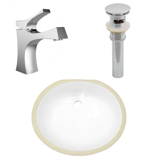American Imaginations AI-27085 17" White Oval Undermount Transitional Bathroom Undermount Sink Set