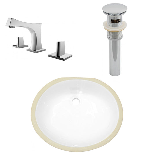 American Imaginations AI-27086 17" White Oval Undermount Transitional Bathroom Undermount Sink Set