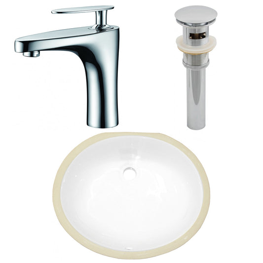 American Imaginations AI-27090 17" White Oval Undermount Transitional Bathroom Undermount Sink Set
