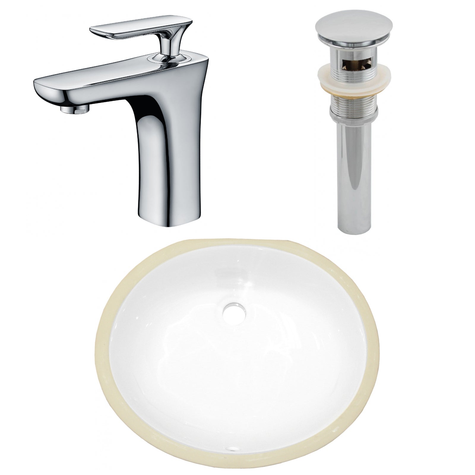American Imaginations AI-27092 17" White Oval Undermount Transitional Bathroom Undermount Sink Set