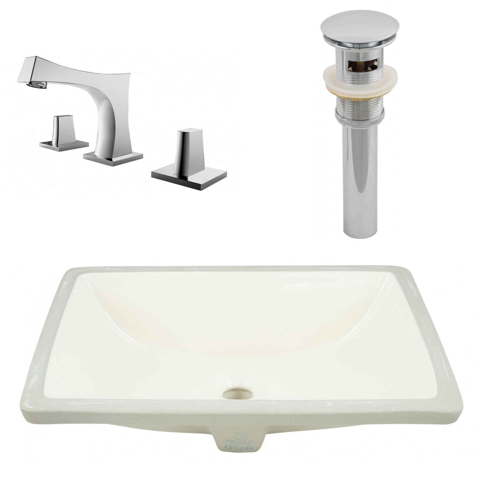 American Imaginations AI-27100 21" Biscuit Rectangular Undermount Transitional Bathroom Undermount Sink Set
