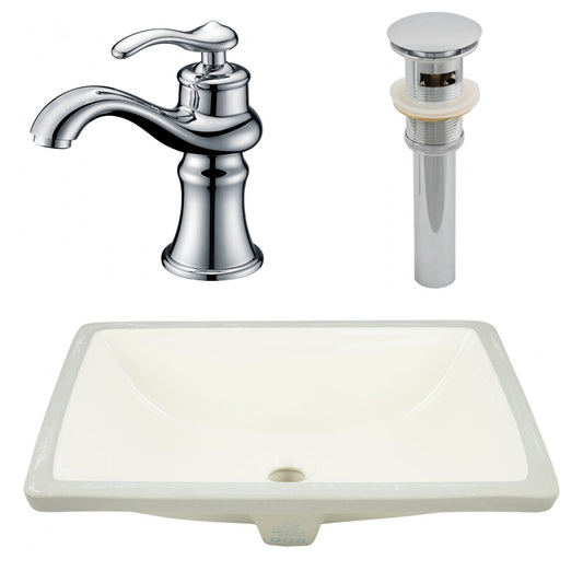 American Imaginations AI-27101 21" Biscuit Rectangular Undermount Transitional Bathroom Undermount Sink Set