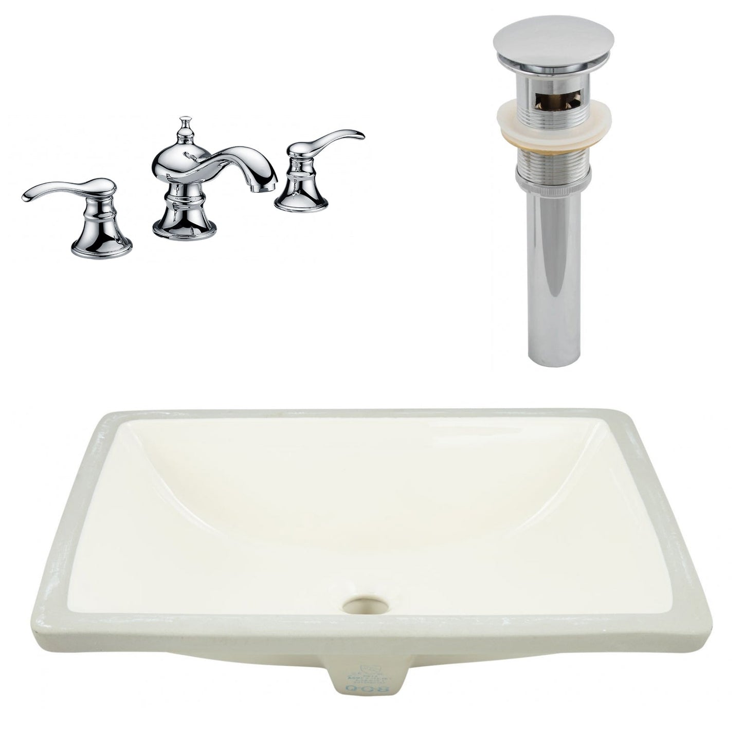 American Imaginations AI-27103 21" Biscuit Rectangular Undermount Transitional Bathroom Undermount Sink Set